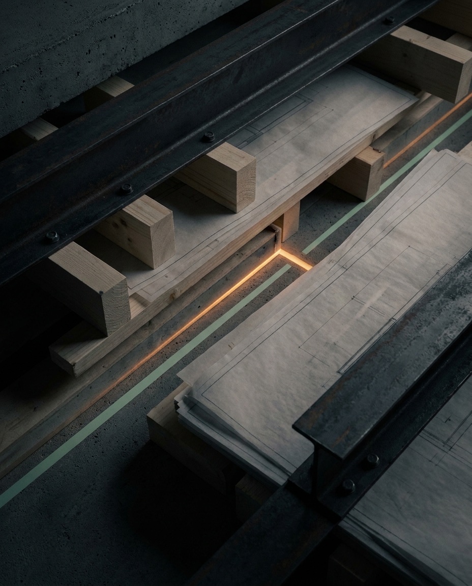Layered construction materials connected by an operational signal